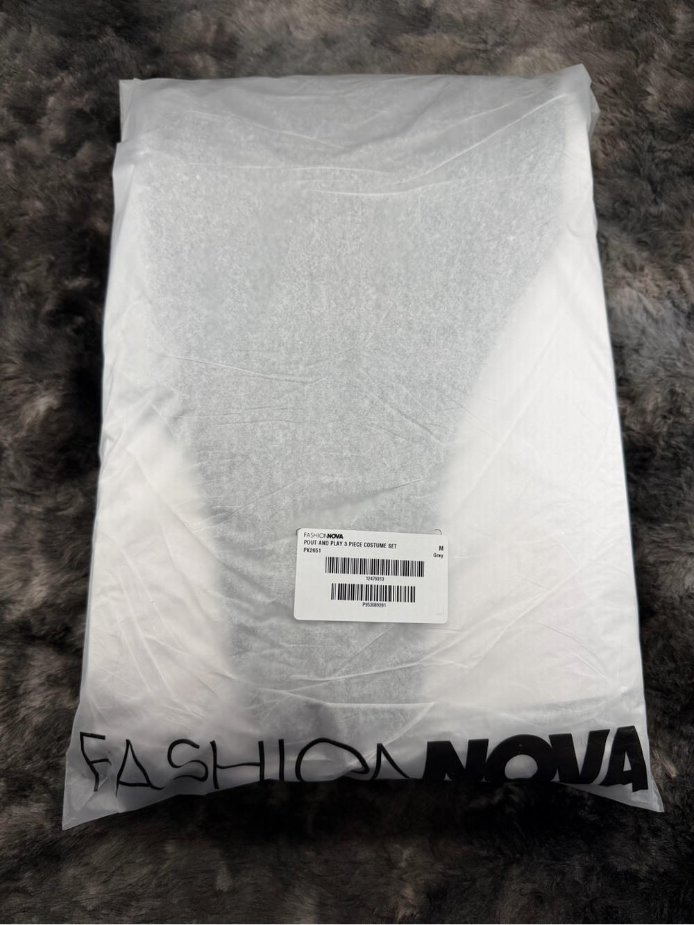 NWT Fashion Nova Pout And Play 3 Piece Costume Set Grey Eeyore Women Size M
